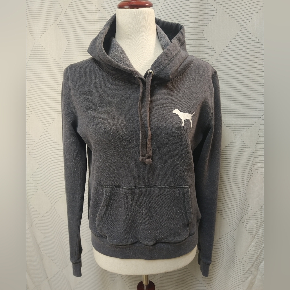 Victoria Secret Love Pink Women's Grey Hoodie With Dog Size Medium